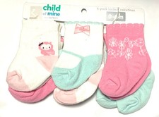 Child Of Mine By Carters Baby Girl Ankle Cuff Socks, Size 0-6 Months, 6 Pairs
