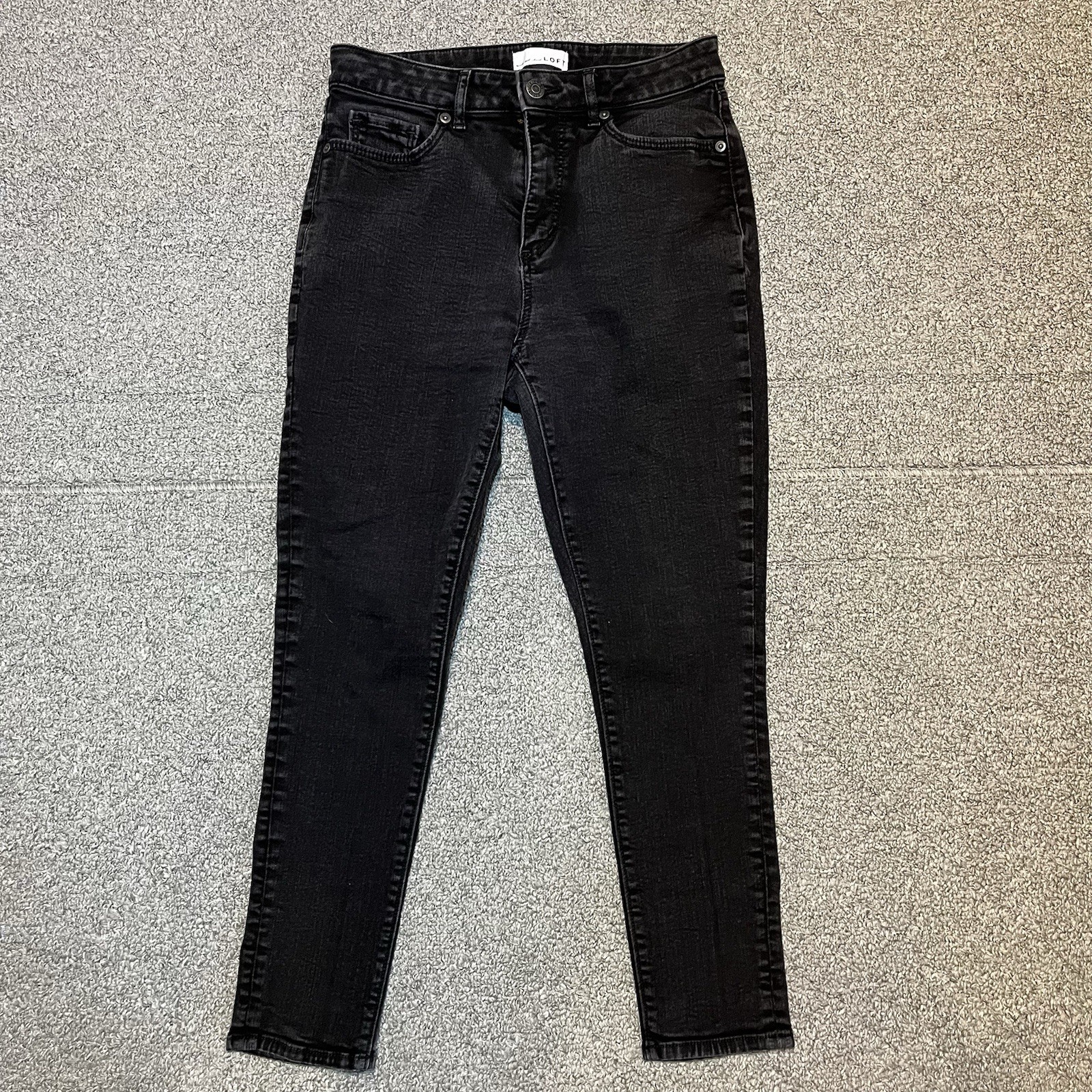 Loft The Curvy Skinny Jeans Womens Size 4 Black Denim Mid Rise Ankle