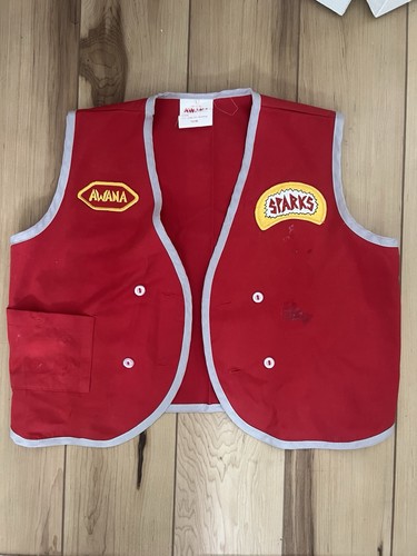 Awana Clubs Sparks Red Vest And Hanglider Patch And Pin With Jewels Size large