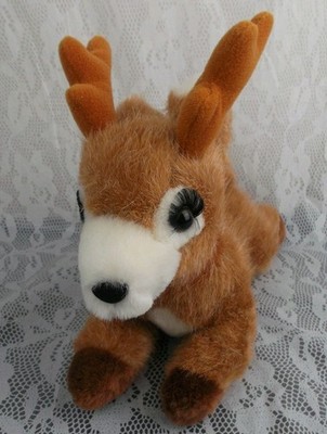 Russ SHIMMER Reindeer Christmas Brown White Eyelashes 11'' Plush Stuffed Animal
