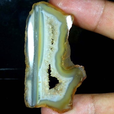 71.90Cts Slice Onyx Druzy Agate Fancy Shape Cab Rare Loose Gemstones 55x30x06mm