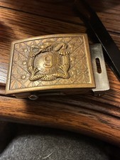 Vintage US Army 9th Infantry Regiment Manchu Belt Buckle Keep Up The Fire Brass