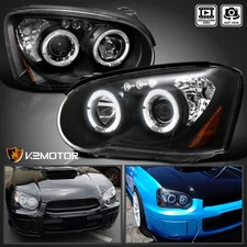 Black Fits 2004-2005 Subaru Impreza RS WRX Outback LED Halo Projector Headlights