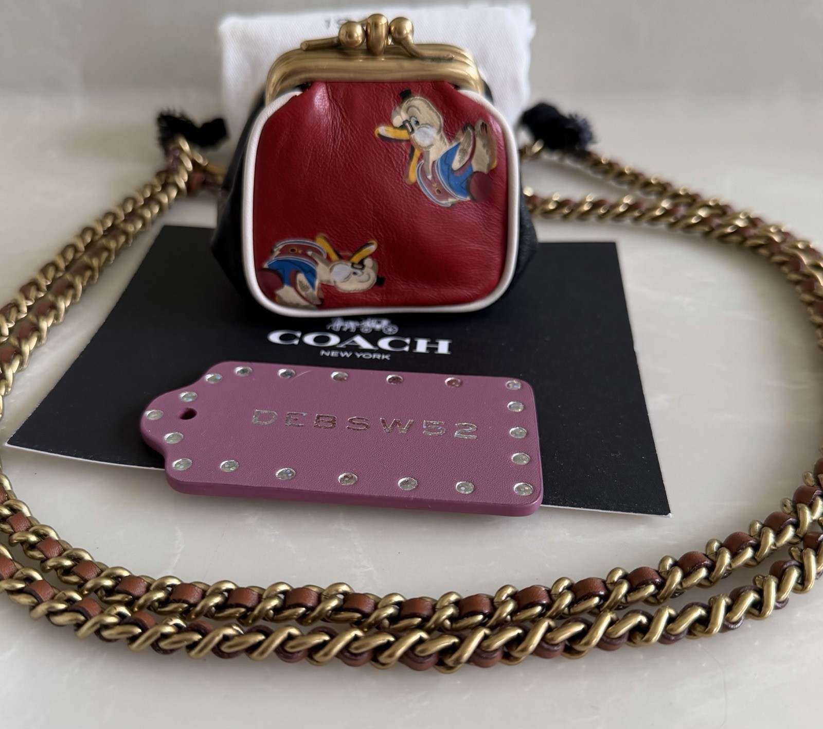 COACH 1941 DR. DOODLE DUCK MINI POUCH DOUBLE KISSLOCK XBODY LTD RED/MULTI 23195 image 6