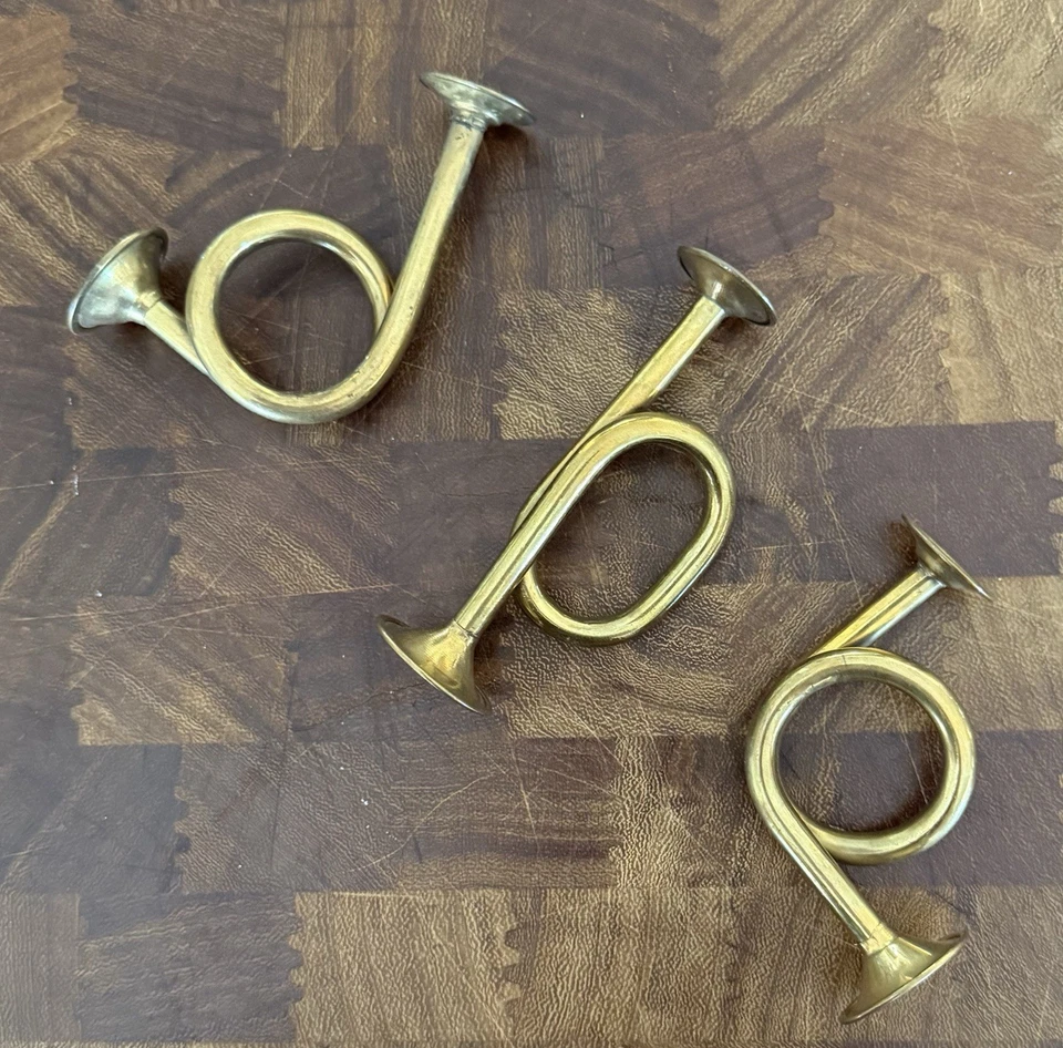 Vintage Lightweight Solid Brass Horn Decorations - Set of 3 - Image 2 of 4