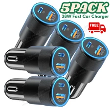 5X PD USB Type-C 38W Fast Car Charger Adapter Plug Cigarette Lighter Socket Lot