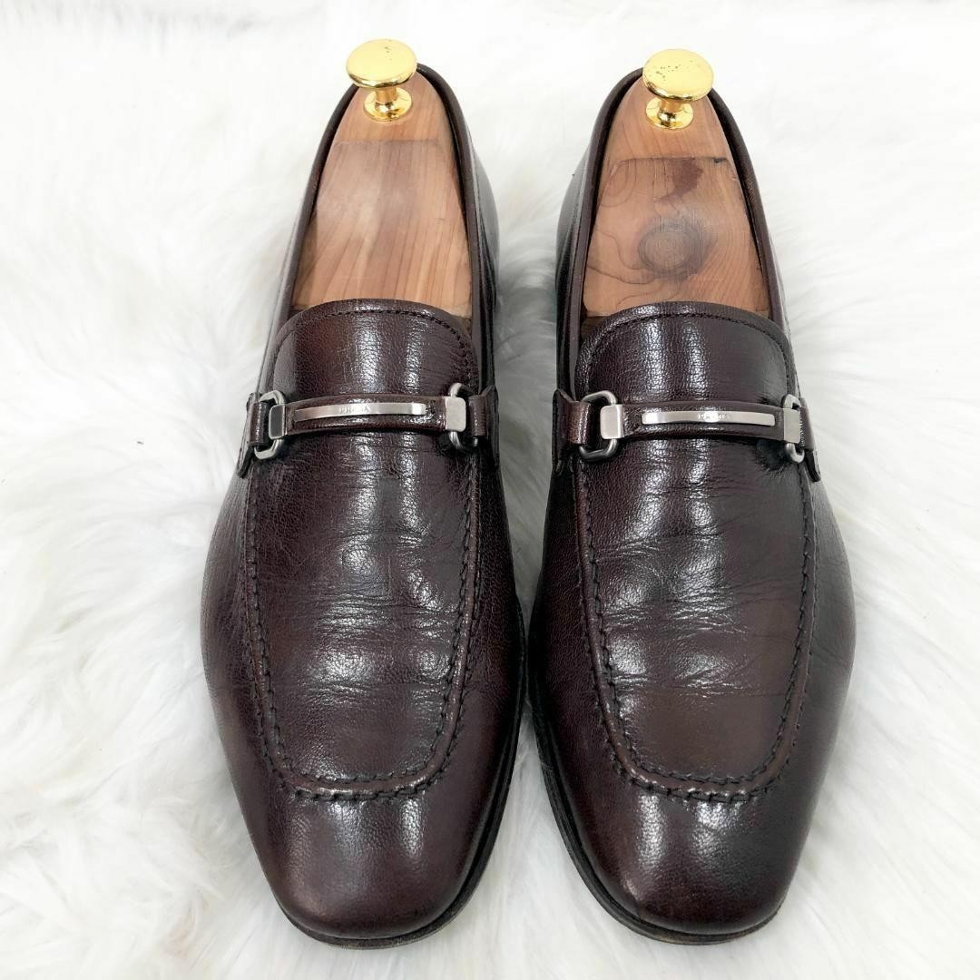 PRADA Men's Dress Shoes Loafers Leather Dark brown UK6/US7 112969c thumbnail 2