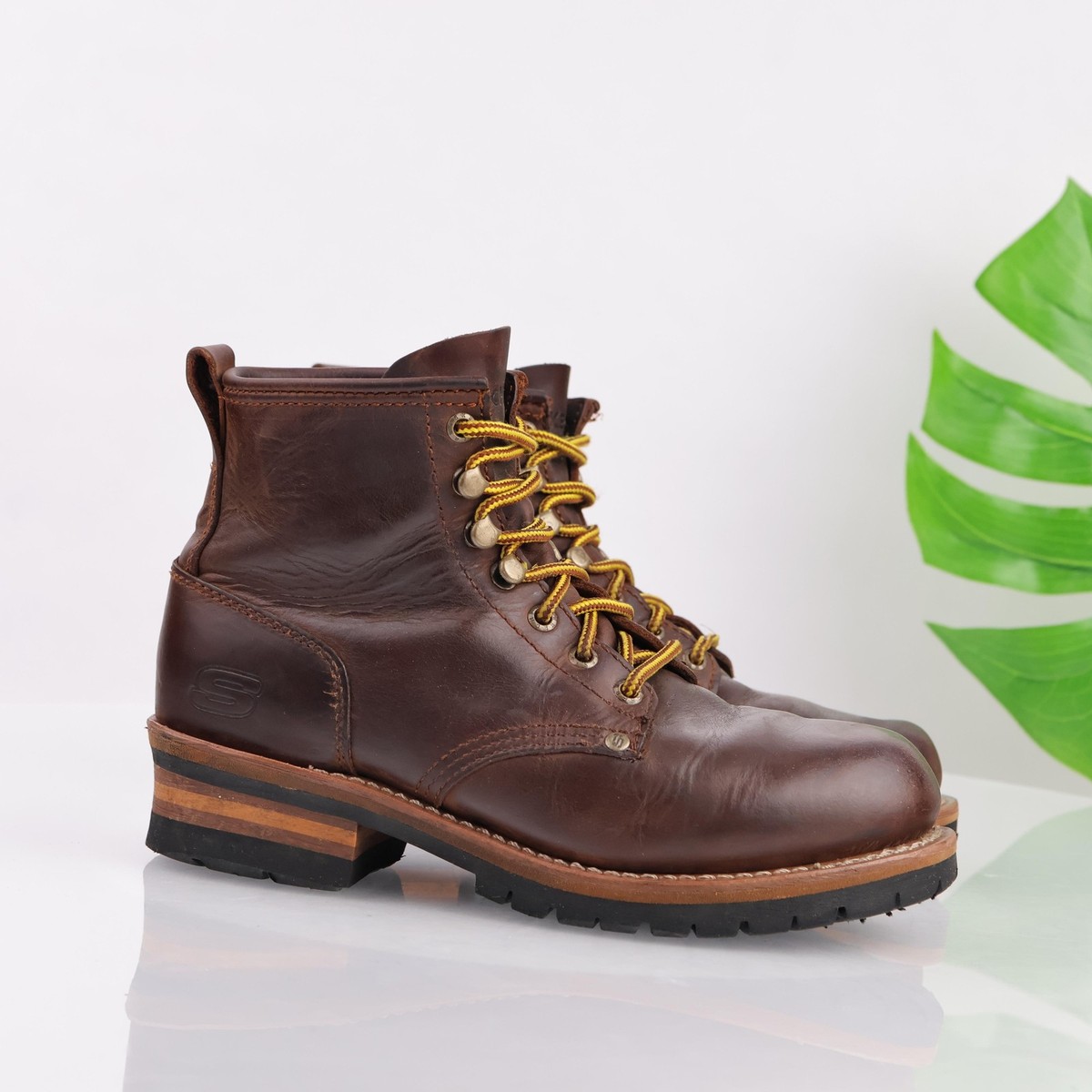 Skechers Cascades 7210 Mens Dark Brown Leather Logger Work Boots Size 10 Hand-me-downs from my father. Does anyone recognize the  main image 3