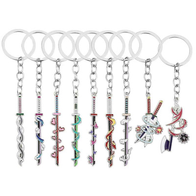 Anime Samurai Sword Keychain Metal Katana Key Ring Pendant Cosplay Gift Silver