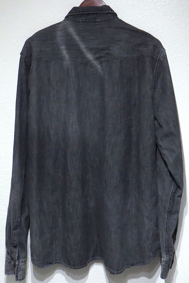 Camisa Denim & Supply JEAN WESTERN NEGRA 2XL Vaqueros Broches Ralph Lauren Desteñida Foto 3 de 4