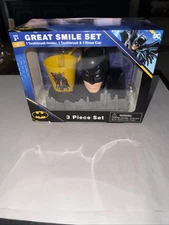 Batman DC Comics Great Smile Set 3 Piece Toothbrush, Holder & Rinse Cup New 