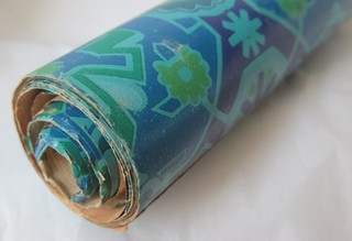 Vintage Blue Patterned Wallpaper 1960s / 1970s