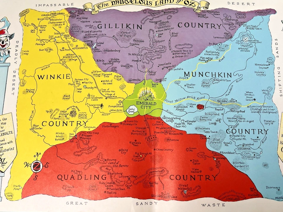 Land of Oz Color MAP L. Frank Baum Dick Martin Oz Club DOUBLE SIGNED Super RARE - Image 2 of 4