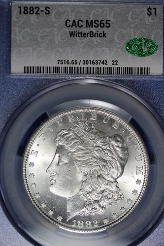 1882 S CAC MS65 WITTERBRICK MORGAN SILVER DOLLAR #B51399