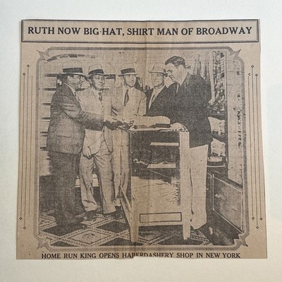 Babe Ruth Haberdashery New York Yankees 1930 Sporting News Baseball 7X7 Panel