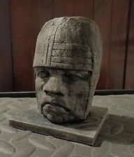 Large Olmec Head Smithsonian Scan 3D print hand painted home art antique decor 