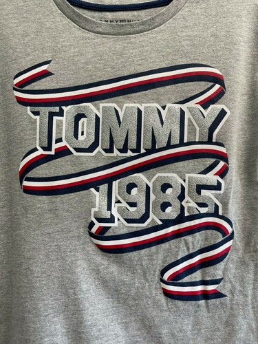 EUC Tommy Hilfiger Girls S/7 Glitter Logo Dress Grey Ruffle Sleeve - Picture 3 of 6
