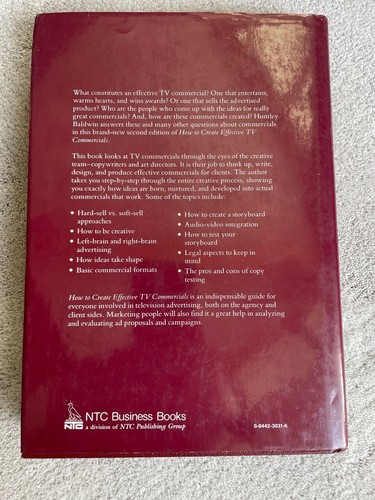 How to Create Effective TV Commercials by Huntley Baldwin (1994, Hardcover) - Picture 2 of 3