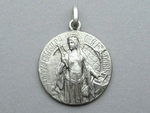 Französischer, antiker religiöser Anhänger. Heilige Clotilde, Frau des Clodwig. Medaille Dreikarte - Bild 2 von 4