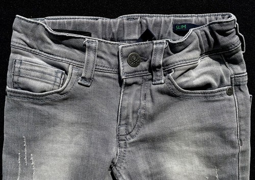 Benetton Boys Skinny Jeans Distressed Grey Stretch XXS 3-4years - Picture 3 of 6
