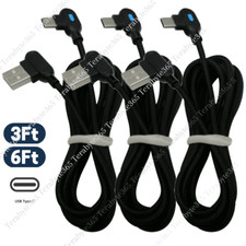 1/3Pack 3Ft 6Ft USB Type C Cable 90 Degree LED Fast Charging For Samsung Android