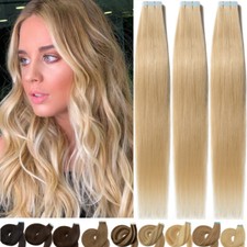 THICK Tape In Human Hair Extensions Real Remy Skin Weft Ombre FULL HEAD 16 18 20