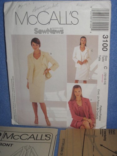Vestido y chaqueta McCall's 3100 Misses talla 10 12 14 costuras princesa cuello en V - Imagen 2 de 8