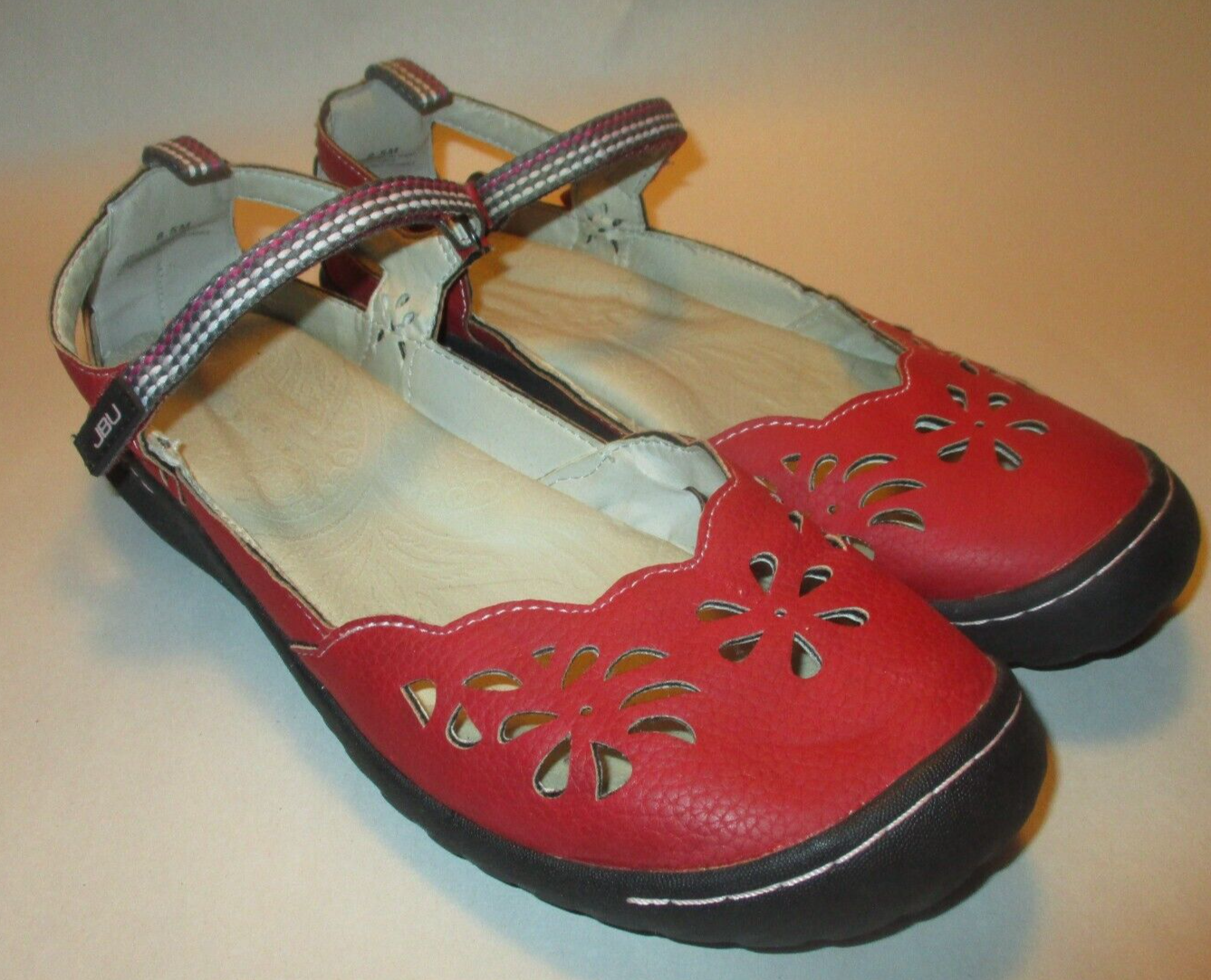 JBU Jambu Deep Sea Encore Womens 8.5 Red Vegan Leather Cushion Mary Jane Shoes