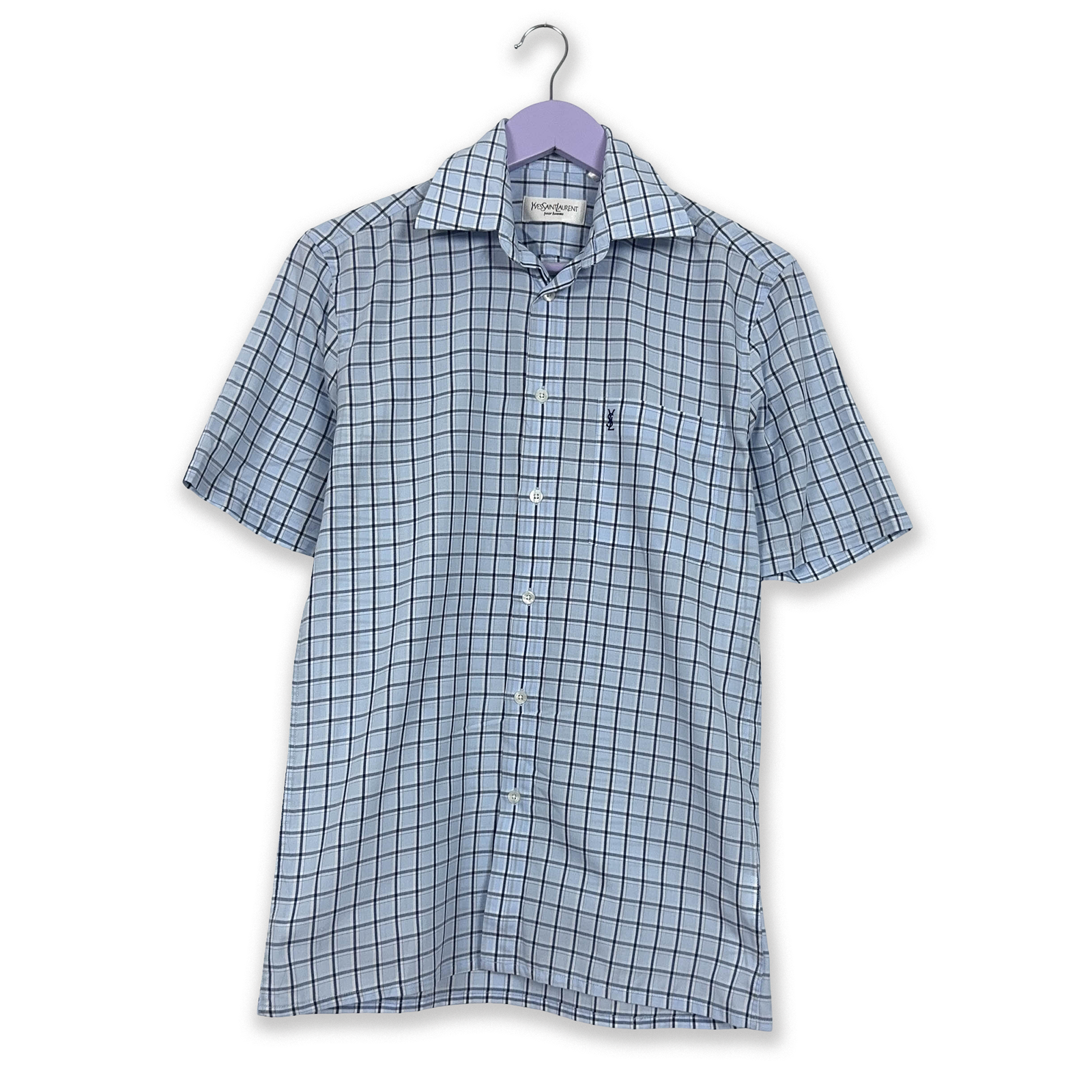 Camicia Yves Saint Laurent a quadri azzurra Taglia S M uomo