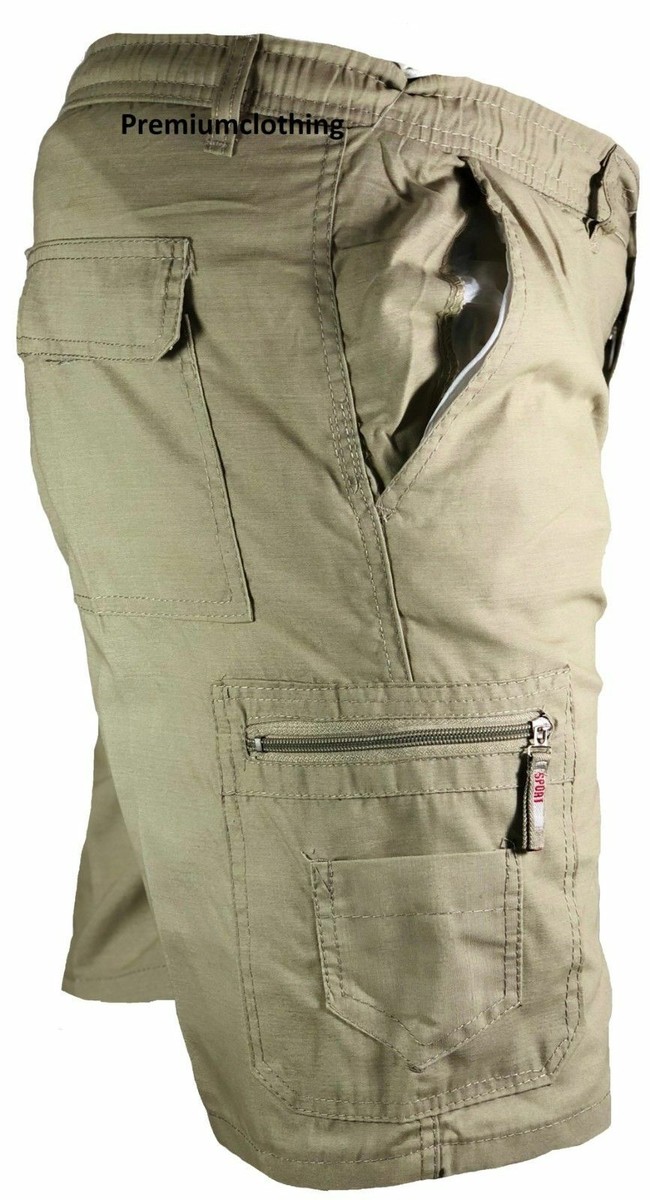 正規品 machatt tuch half pants New Mens Elasticated Waist Cargo Combat Plain Shorts Pants