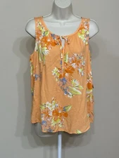 ANA A New Approach Women’s Orange Floral Print Sleeveless Lightweight Tank S