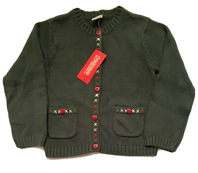 NWT Gymboree Mountain Cabin Girls Heart Trim Cardigan Sweater Forest ...