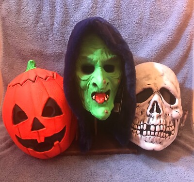 Halloween lll Season Of The Witch Pumpkin Skull Latex Deluxe Mask Set TOTS All 3