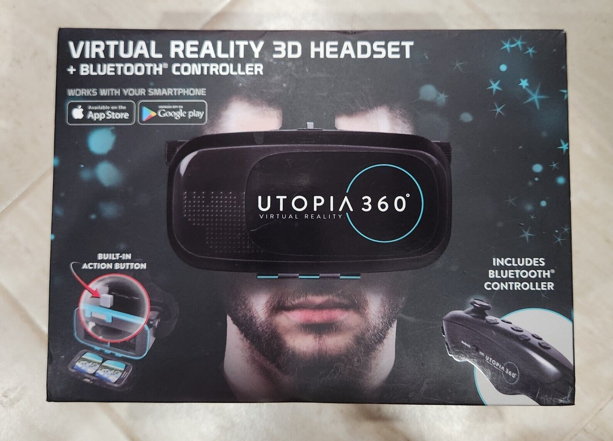 New UTOPIA 360 VIRTUAL REALITY 3D HEADSET WITH BLUETOOTH