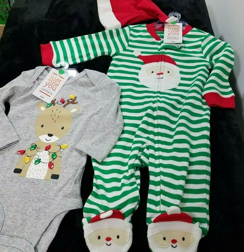 Carter’s 2 piece Christmas Set Santa and a Reindeer 3 months Baby Gift - Picture 2 of 8