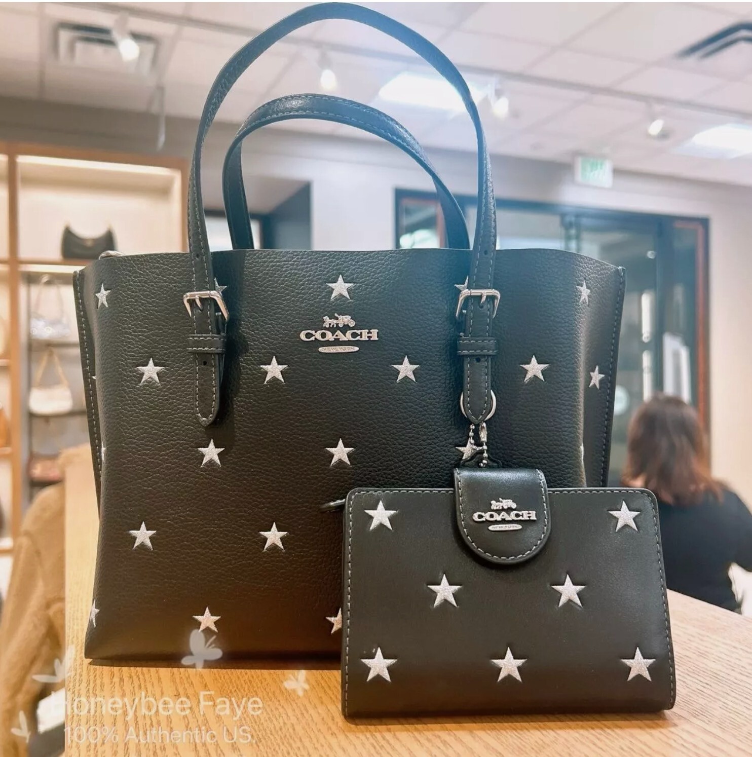 Nwt Coach Mollie Tote Bag 25&Medium Corner Zip Wallet bundle With Star CW022 image 2