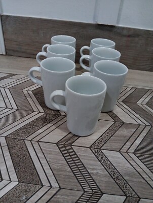 Crate & Barrel Kahla Coffee Mugs 12oz White Porcelain Germany Set of 7 