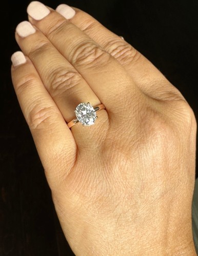 Ovaler IGI Diamant Solitär Verlobungsring 14K massiv Rotgold Krappenfassung 3,00ctw - Bild 6 von 11