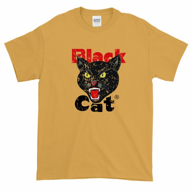 Black Cat Fireworks TShirt Funny Cotton Tee Vintage Gift For Men Women