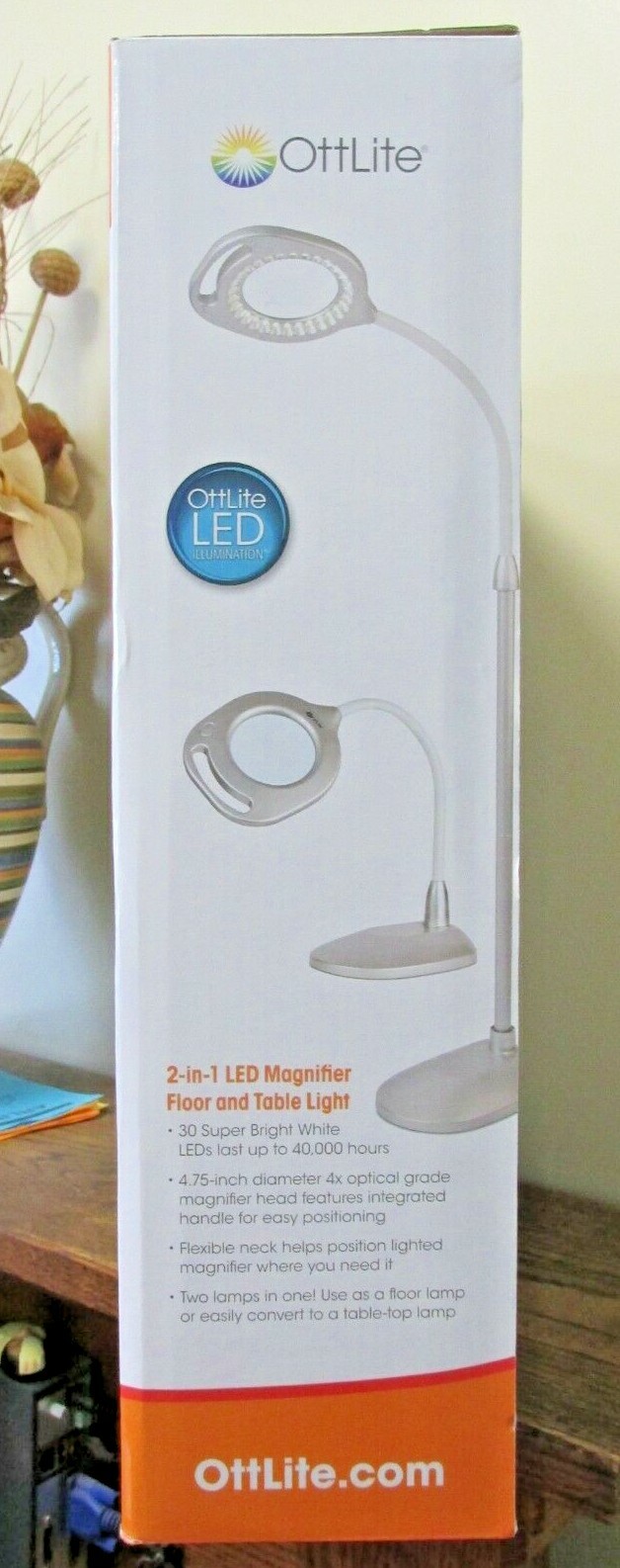 ottlite 2 in 1 led magnifier floor and table lamp