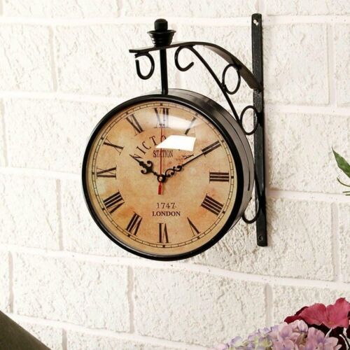 Victoria Station Clock Antique Brass Double Sided Railway Clock 10'' - 第 1/5 張圖片