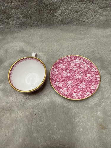 Vintage Spode Copeland England Miniature Tea/Coffee Cup/Saucer Pink Floral Vine - Picture 6 of 11
