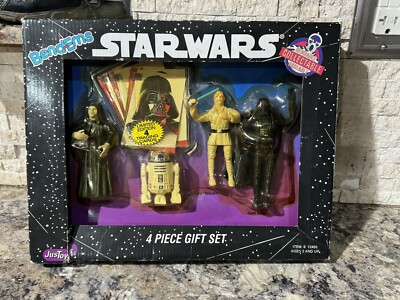 Vintage STAR WARS BEND-EMS 4 PIECE GIFT SET 4 Collector Cards JusToys 1993