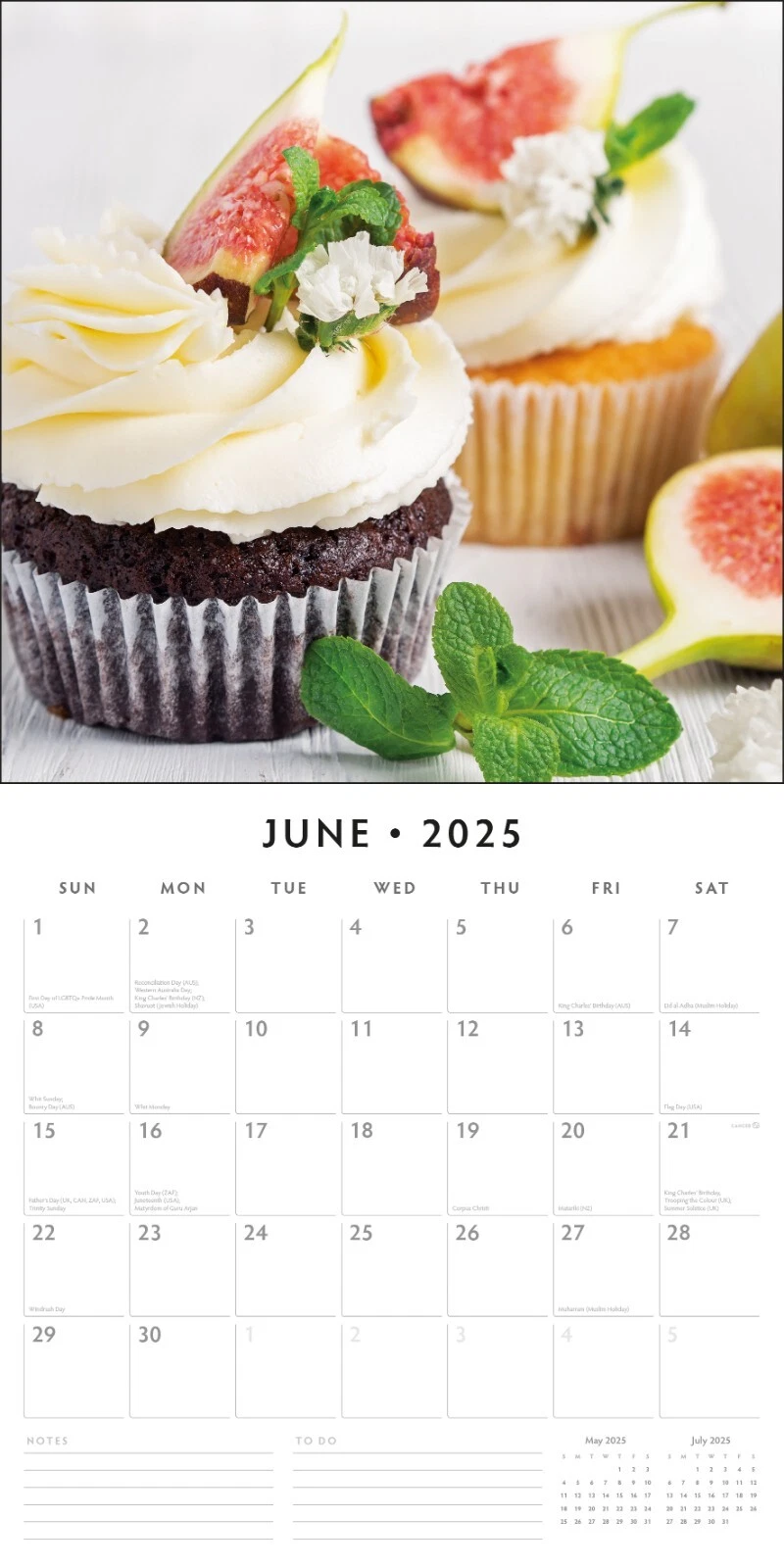 Cupcakes 2025 Square Wall Calendar