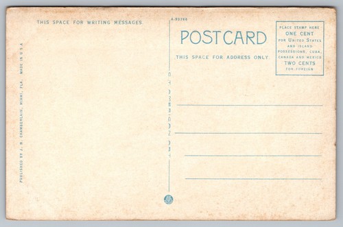 Postcard: Hotel Halcyon, FL, J. N. Chamberlain, Curt Teich, ca. 1923, Unposted - Picture 2 of 2