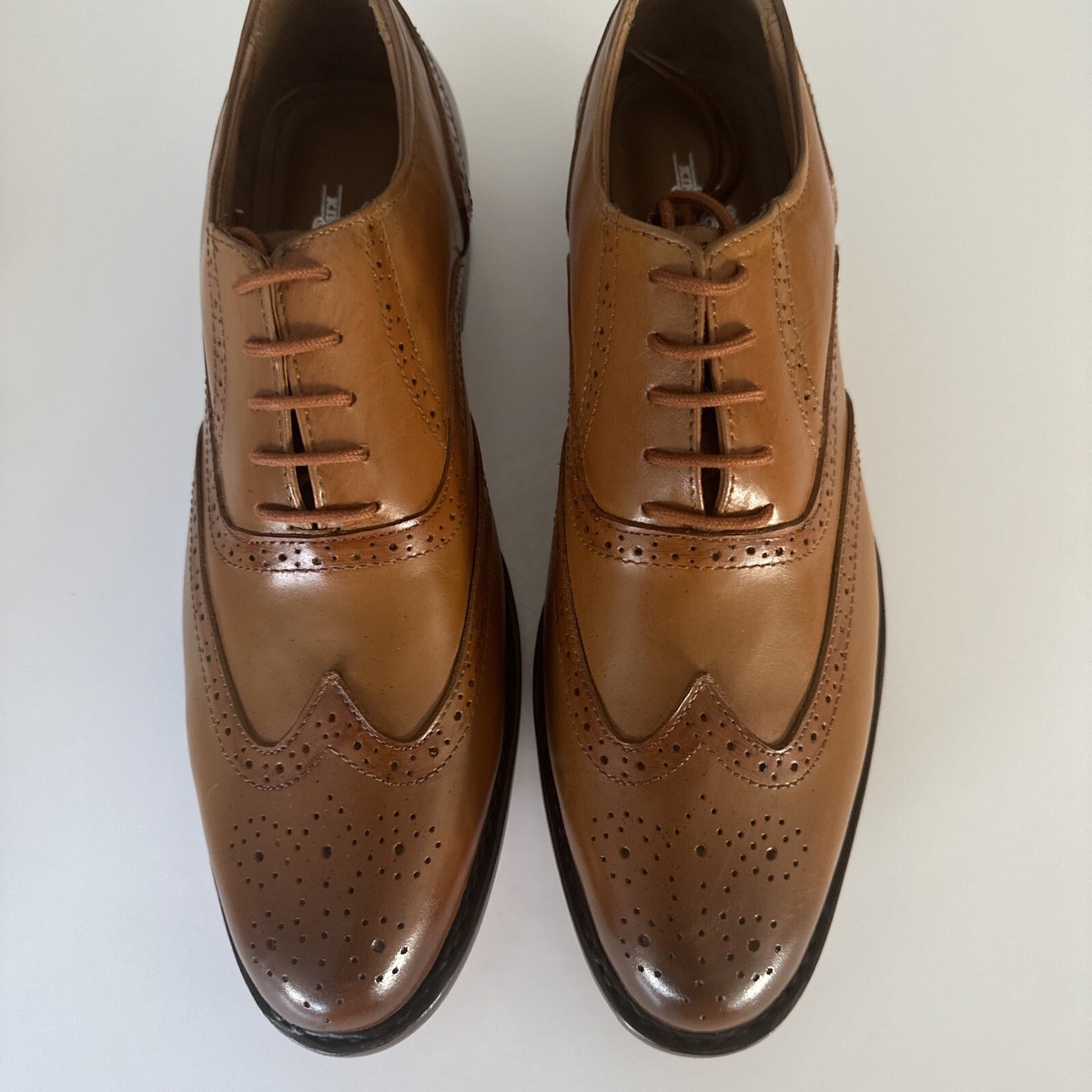 Men's Leather Brogue Style Tan Shoes UK