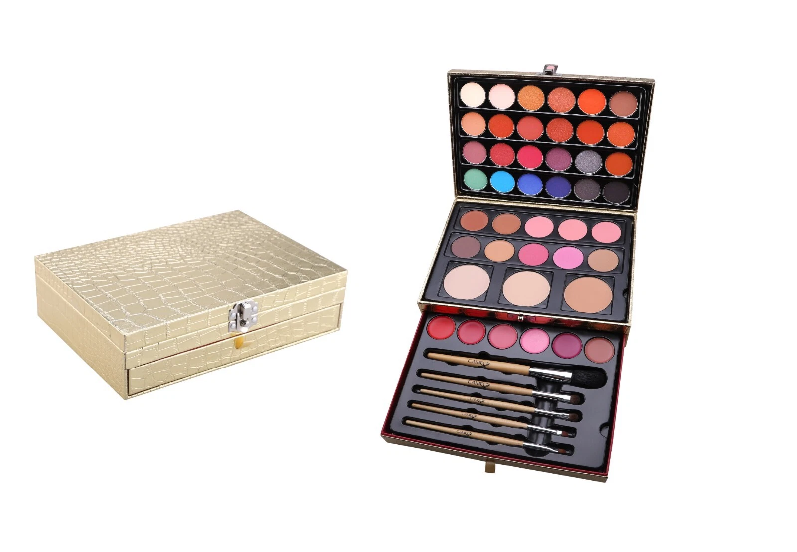 CAMEO GOLD LEATHER PROFESSIONAL EYE SHADOW LIP FACE MAKEUP KIT