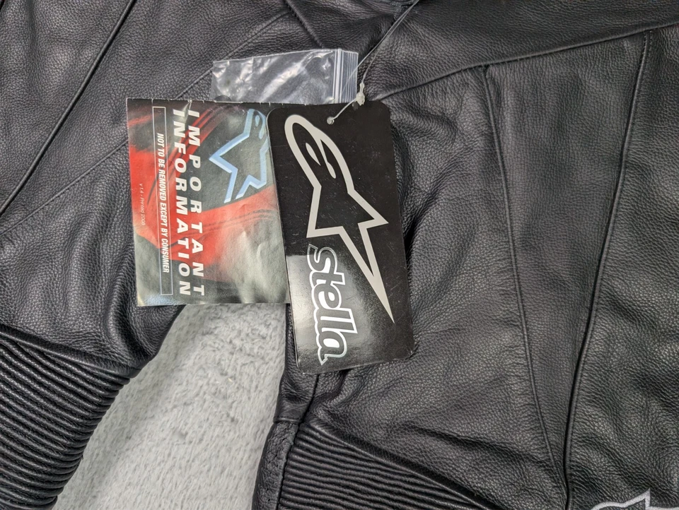 Alpinestars Stella 皮革骑行裤女式 6 黑色加厚摩托车赛车 — 第 3/4 张图片