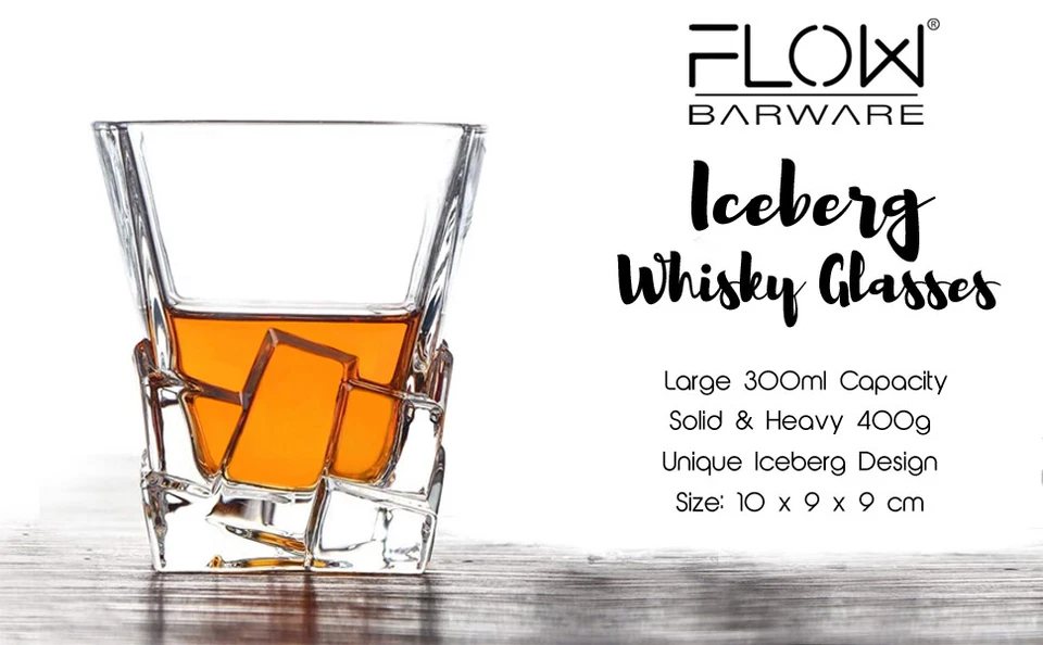 Iceberg Whiskey Glasses Set Of 2, Whisky Glass Gift Scotch Bourbon G&T Tumblers - Image 4 of 4