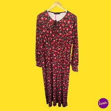 V BY VERY Women's Midaxi Dress, Keyhole Neck, Floral Print, Red, UK 20 | EU 48